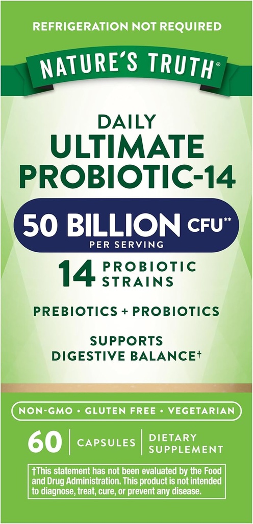 Nature 's Truth Probiotic for Women and Member States 124; 50 Millioner CFU- 124; 14 Probiotiske Strops 124; 60 Capsules 124; Mave Friendly