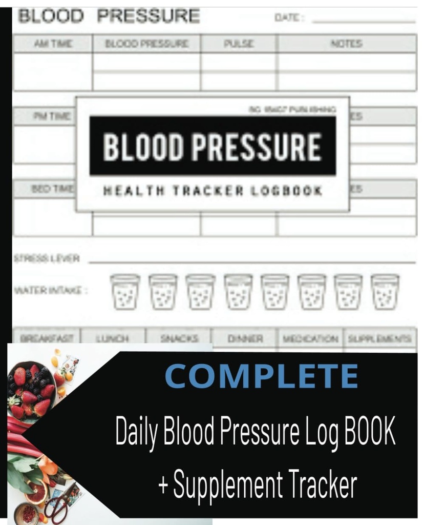 Blood Pressure Journal 7.5 "x9.25" 150 sider [med tillæg Tracker] Blood Pressure Logbog til daglig sporing