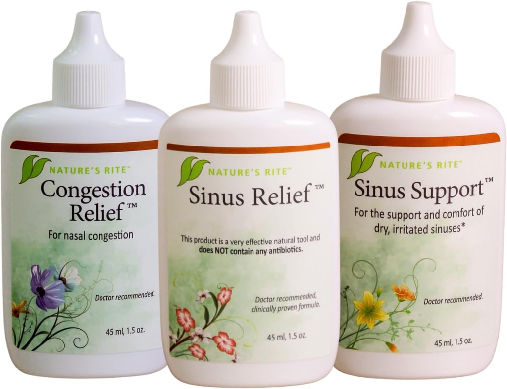 Natures Rite Sinus Trilogy ™, 3 Flaske Pakke, 1,5 oz. (45 ml) Hver - Portable, All- Natural Sinus Spray - Ikke-Addictive Relief for Allergy & Pollution Irritation - Fugt & lindrer Sinus Tissue