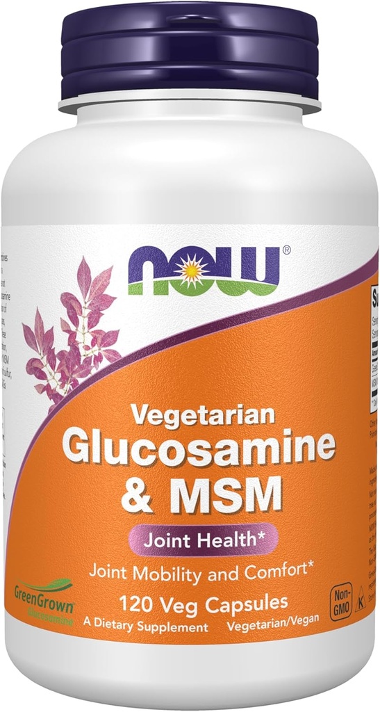 Now Foods Supplements, Glucosamin & MSM (GreenGrown ® Glucosamin), Vegetar, 120 Veg Capsules