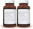 pureclinica Triple Strength Immune Support - Elderberry Gummies with Vitamin C & Zinc x 180 Gummies (2 Bottles of 90) – up to 6-Months Supply!