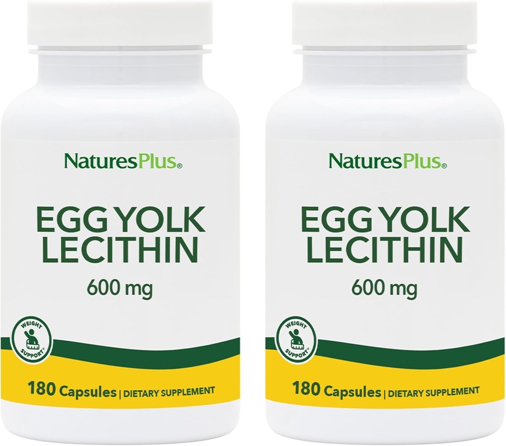 NaturePlus Egg Yolk Lecithin - 600 mg, 180 kapsler - pakke med 2 - soja fri, Gluten fri - 180 Total Servering