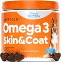 Omega 3 for hunde - Omega 3 Fish Oil for hunde, Shedding Supplement med laks olie for hunde hud og kappe, Reducerer klør & understøtter hjerte sundhed - 90 Hund Allergi Chews for Itchy hud