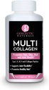 Genceutic Naturals Multi Collagen kapsler Typer I, II, III, V & X - 120 Veg Caps - for sundt hår hud, Nails 1500mg Non- GMO, Pastor- Raised, bur fri og grusom fri kilde