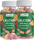 Yumfs Calcium 500mg med vitamin D3 - Hindbær & Orange Flavor Calcium Vitamin D Gummies, tyggetabletter Calciumsupplement til børn og voksne, vitamin D Calcium Gummies (60 greve (pakke med 2))
