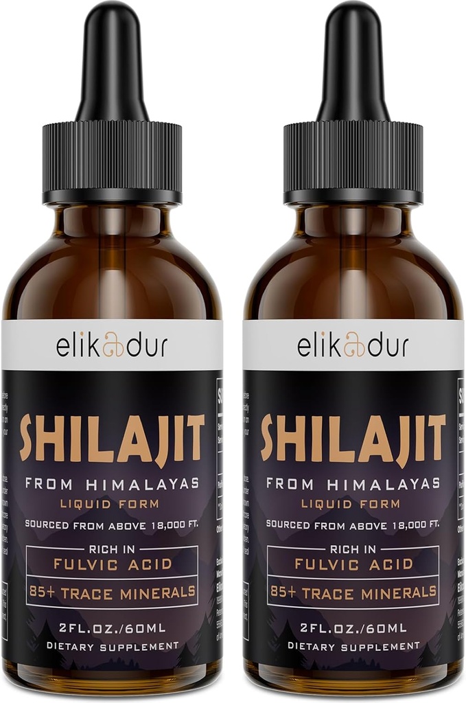 Shilajit Resin Organic Liquid Supplement, Shilajit Himalayan Organic, Shilajit Liquid Drop, Shilajit Drop Contain 85 Trace Minerals, Alternativ til harpiks & kapsler, 120 ml