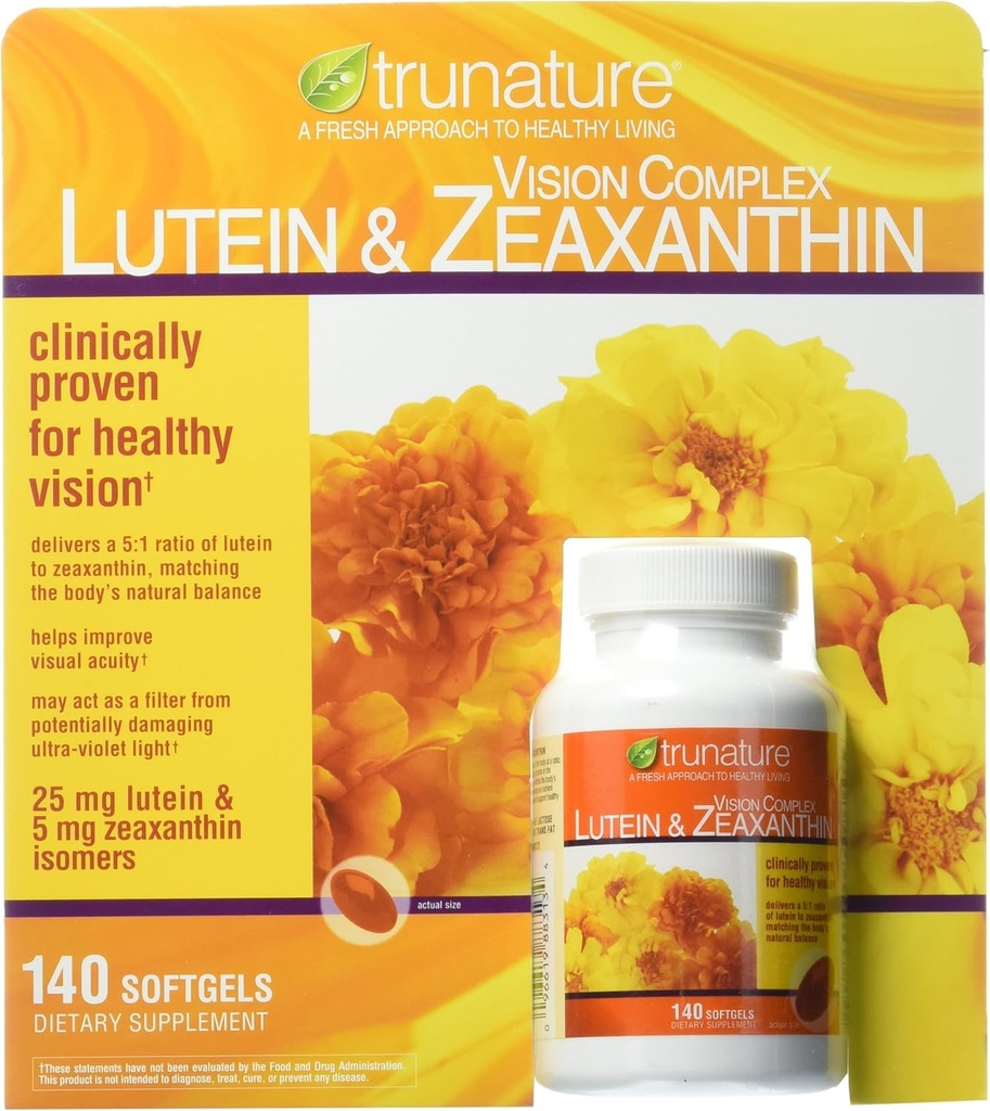 TruNature Vision Softels Complex Lutein og Zeaxanthin Supplement, 140 Tæl