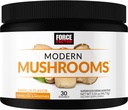 FORCE FACTOR Moderne champignoner pulver, champignon tillæg med Lions Mane, Tyrkiet Hale, & Cordyceps til at støtte energi, fokus, Immunitet, & fordøjelse, Vanilla Flavor, 30 Serveringer