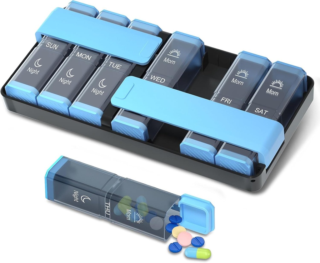 Am Pm Pill Organizer 7 Dag, 2 gange om dagen Ugentlig Vitamin Organizer, Daglig Pill sag for Vitamin, Fish Oil & Kosttilskud