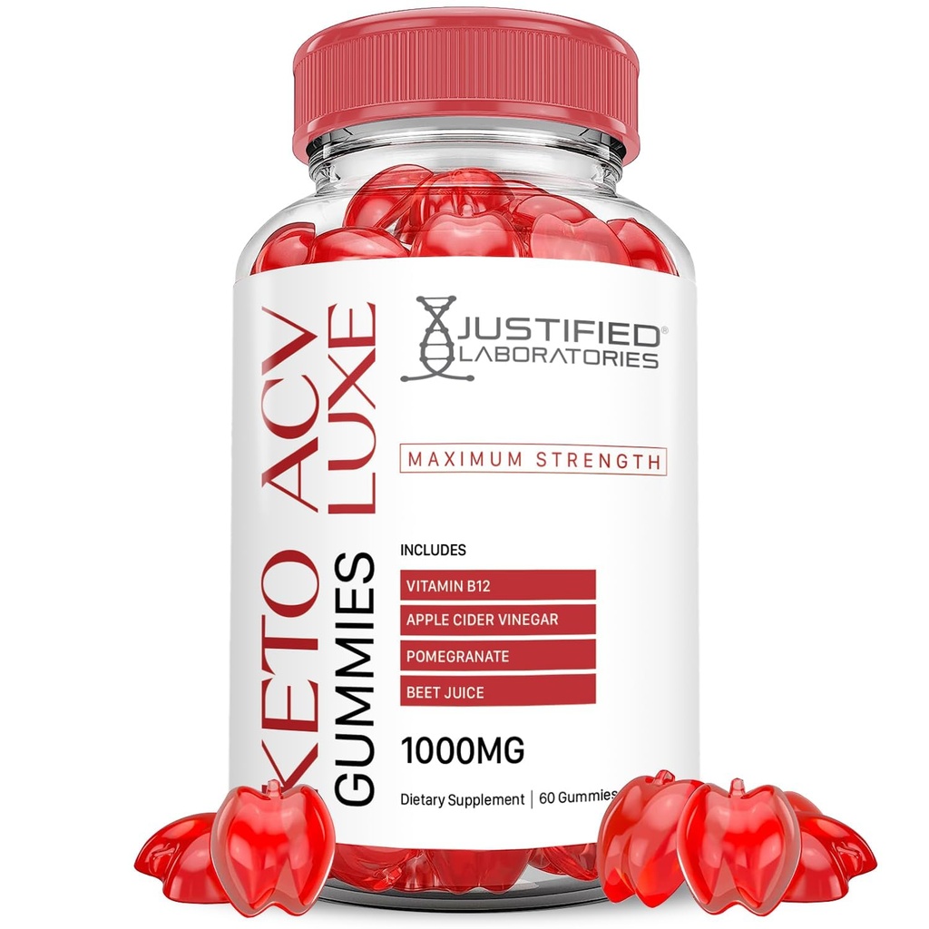 Luxe Keto ACV Gummies Advanced Formel 1000MG Luxe Keto Gummies Apple Cider Vinegaard Formuleret med Pomegranat Beet Juice Powder B12 Vegan Non GMO 60 Gummys