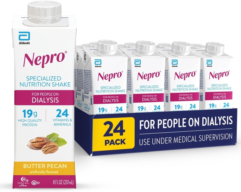 Nepro Nutrition Shake for People on Dianalyse, 19g Protein, 420 kalorier, Butter Pecan, 8 fl oz, Pack of 24