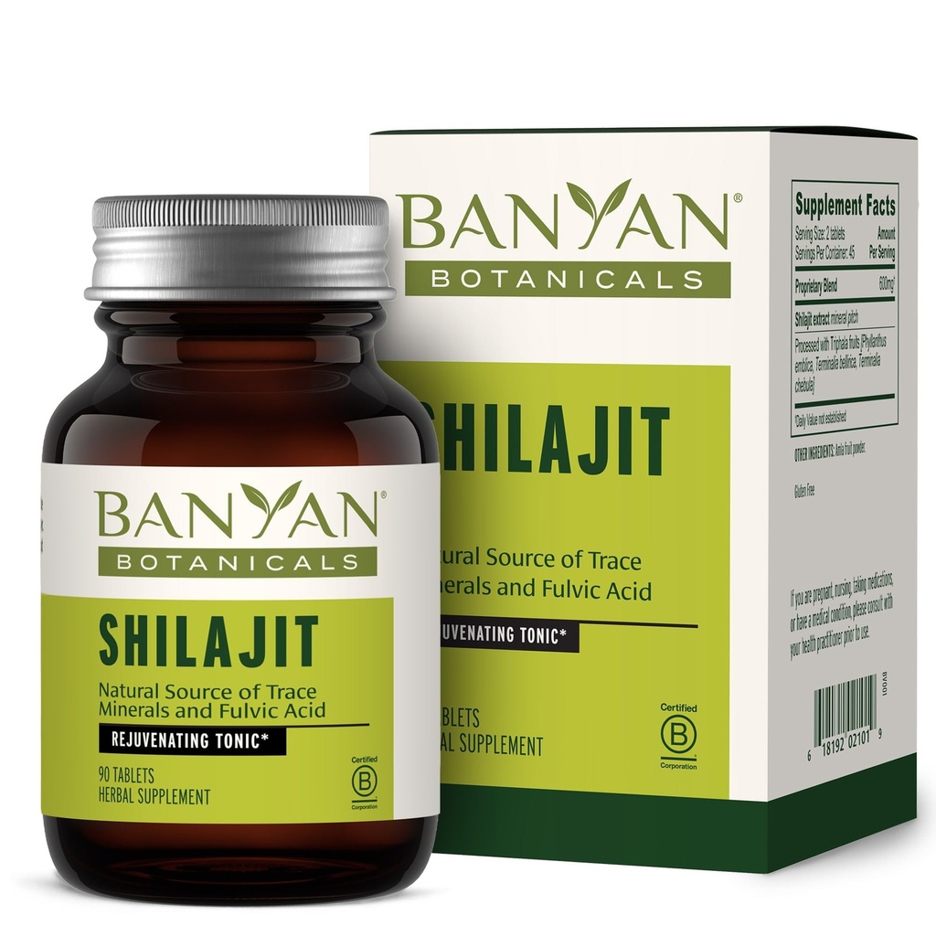 Banyan Botanicals Shilajit - Økologisk og bæredygtig mineral Pitch - Mineral- Rich Shilajit supplement til naturlig afgiftning og sund aldring * - 90 tabletter - Ikke GMO bæredygtigt sour Vegan