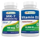 Bedste Naturals Vitamin K2 (MK7) med D3 & Vitamin D3 10000 I