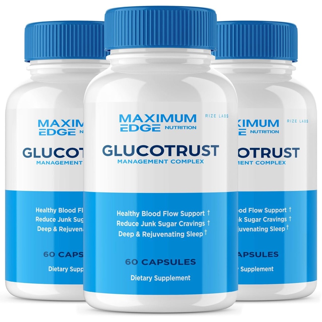 rize laboratorier - Glucotrust supplement kapsler, avancerede formel piller, Balance Original Edge Support Extra Strength, Natural, Vegan, 3 Pack (180 kapsler)
