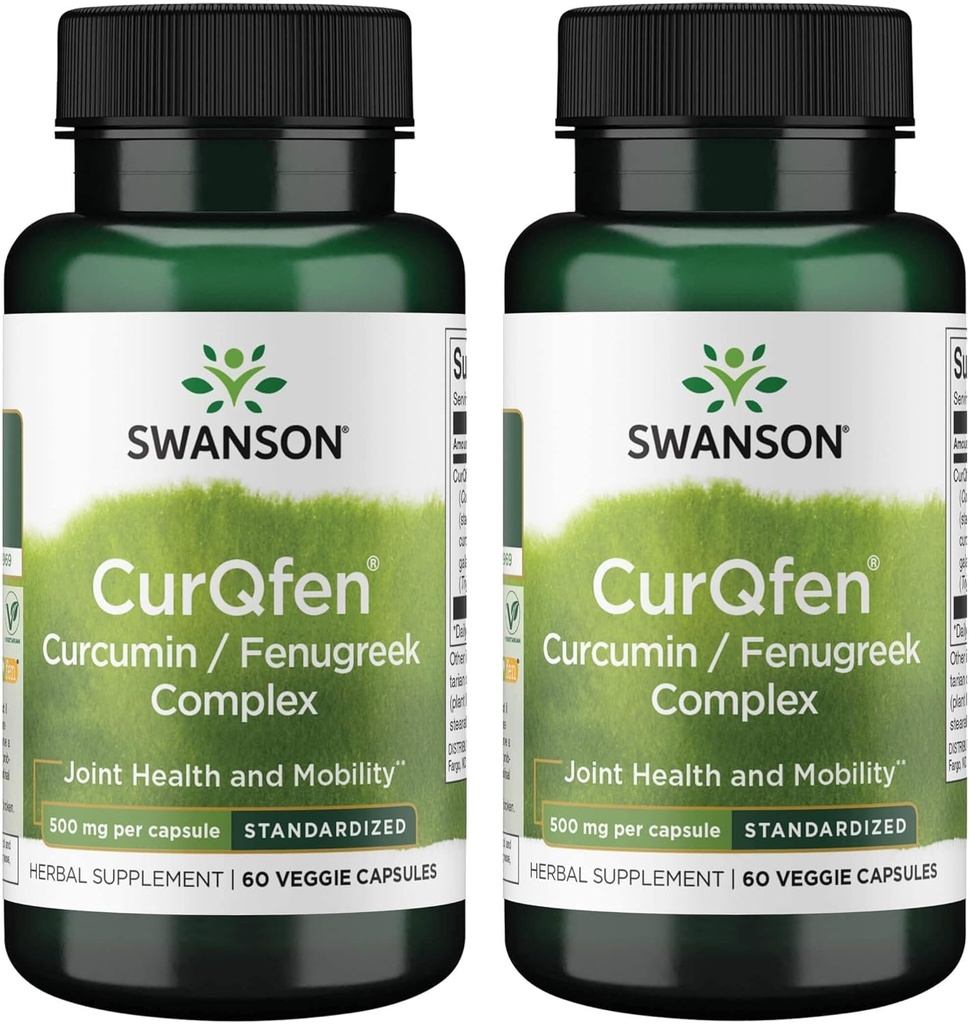 Swanson Controlled Release Curqfen Curcumin / Fenugreek Complex 60 Veg Kapsler (2 Pack)