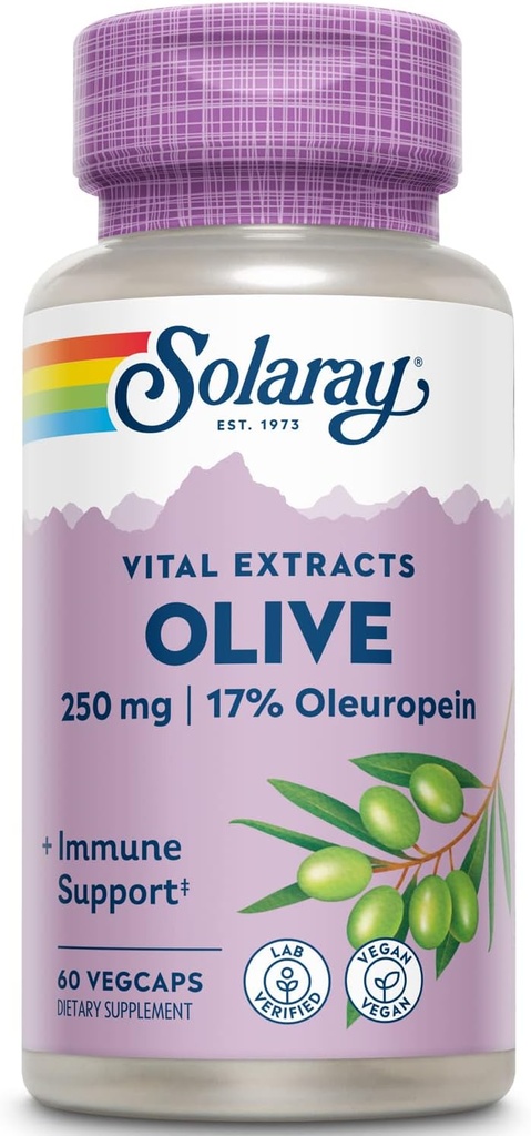 SOLARAY Olive Leaf Extract Supplement, 250 mg