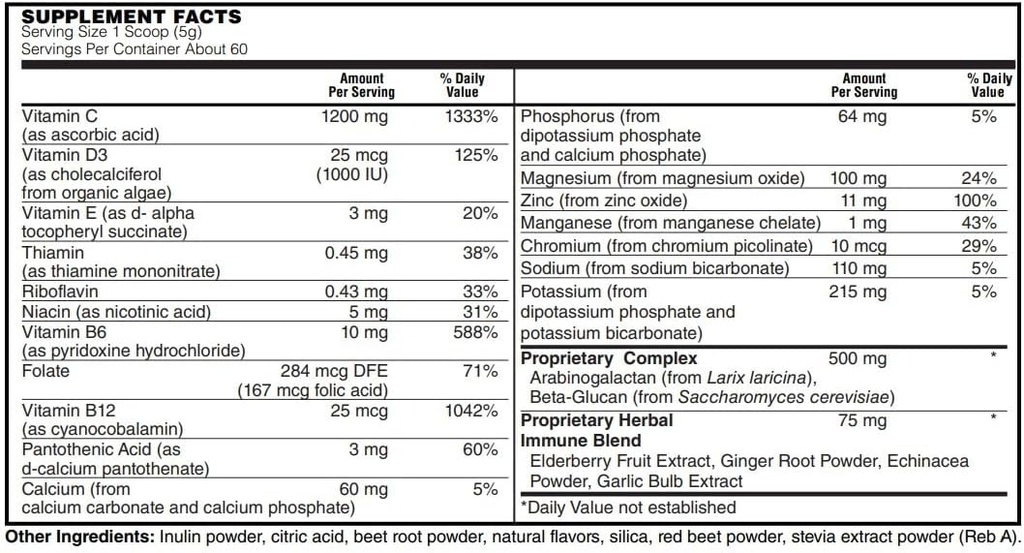 BariatricPal ImmunLYTE Fizz med 1200mg C-vitamin Plus D3, Zink & Elderberry - immunforsvar & elektrolyte Inddrivelse! - Berry