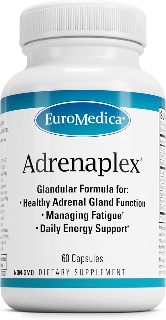EuroMedica Adrenaplex - Adrenal Gland Function Supplement - Glandular Support Supplement med Vitaminer C & B6 - Understøtter sund binyrefunktion - Hold dig ude af rækkevidde af børn - 60 kapsler