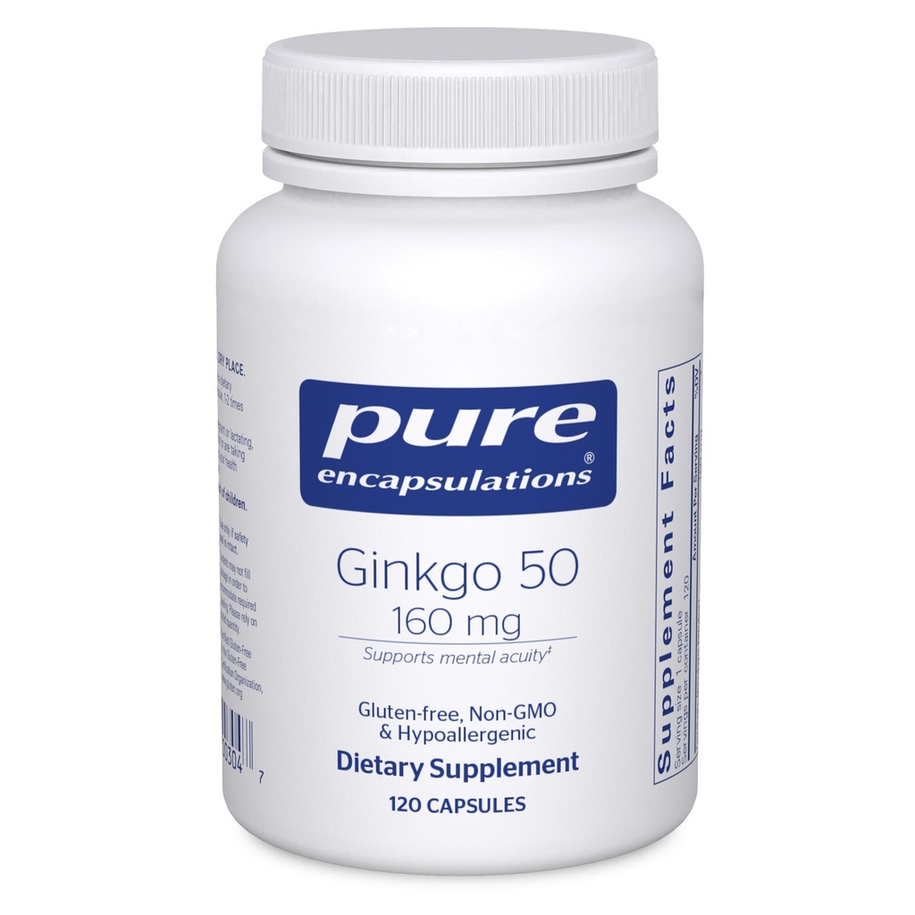 Pure indkapslinger Ginkgo 50 160 mg 1 125; Ginkgo Biloba Supplement til støtte oxygen, blodcirkulation, og Mild Hukommelse problemer forbundet med Aging * 125; 120 Kapsler
