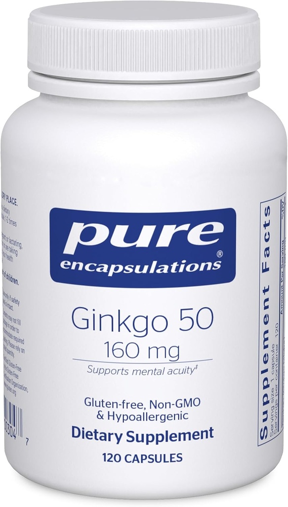 Pure indkapslinger Ginkgo 50 160 mg 1 125; Ginkgo Biloba Supplement til støtte oxygen, blodcirkulation, og Mild Hukommelse problemer forbundet med Aging * 125; 120 Kapsler