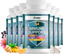 GreeNatr 7 i 1 immunforsvar supplement med vitamin C, vitamin D3, zink 50mg, Quercetin, Echinacea purpurea, Sambucus Elderberry og ingefær til komplet immunforsvar - 60 kapsler (12 flasker)