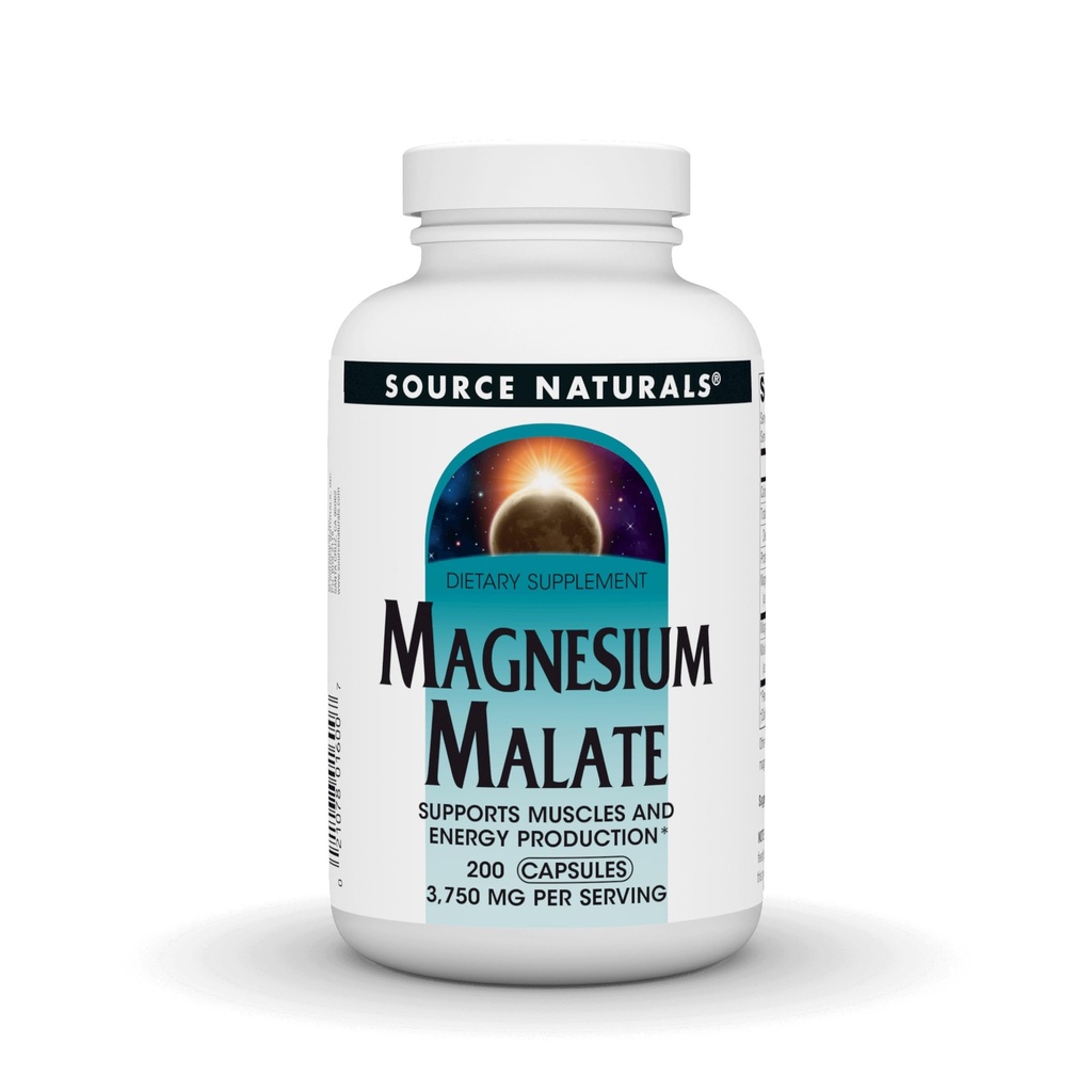 Kilde Naturals Magnesium Malat, Understøtter Muskler og energiproduktion *, 3750 MG - 200 kapsler