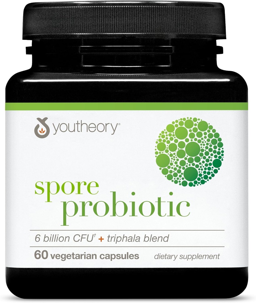 Youtory Spore Probiotic - 6 milliarder CFU - Probiotisk fordøjelsestilskud * - Modstår Mavesyreopdeling * - Dairy, Gluten & Soy Free - 60 vegetariske kapsler