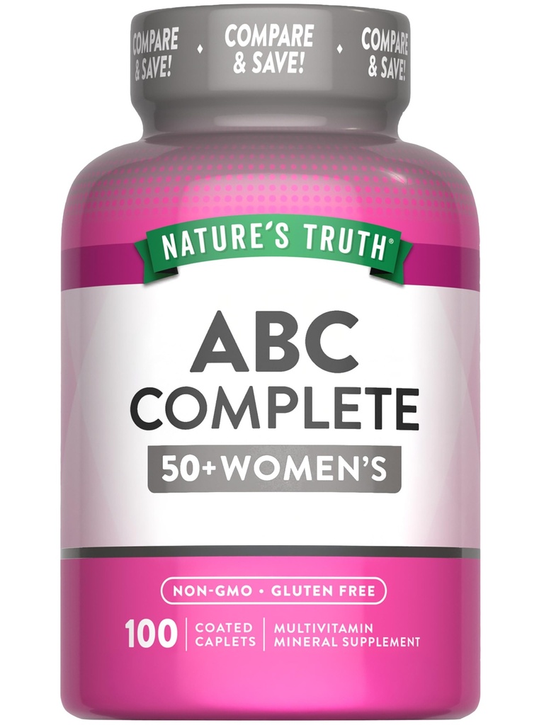 Nature 's Truth Women' s 50 + Multivitamin Caplets Memory 124; 100 Greve Memory 124; med vitamin A, C, D, E og Zink Memory 124; Non- GMO & Gluten Free Supplement