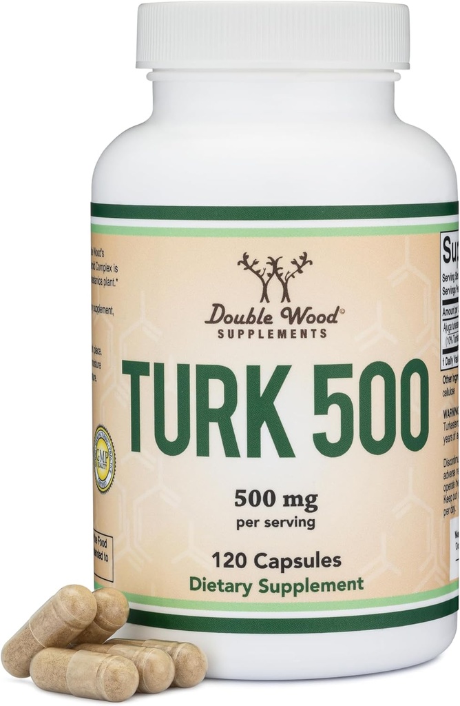 Turkesterone Supplement 500mg, 120 Capsules (Ajuga Turkestanica Extract Std. to 10% Turkesterone) Similar to Ecdysterone for Men's Health Support (Manufactured and Tested in The USA) by Double Wood