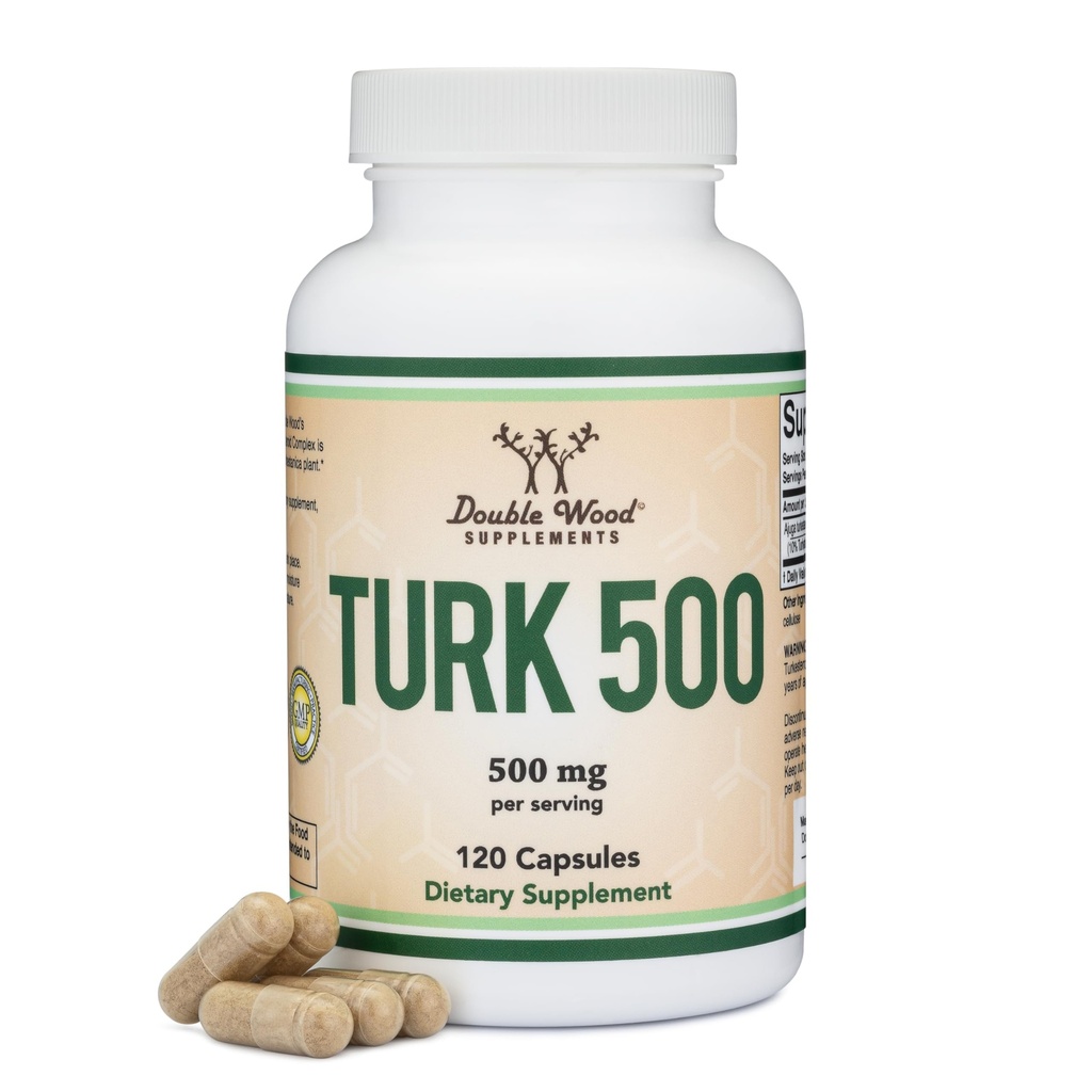 Turkesterone Supplement 500mg, 120 kapsler (Ajuga Turkestanica Extract Std. til 10% Turkesterone) Svarende til Ecdysterone til mænds sundhedsstøtte (fremstillet og testet i USA) af Double Wood