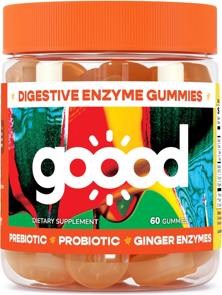 Goood Probiotic & Prebiotic Gummies - Probiotic Gummies for Women & Men med fordøjelsesenzymer - Sukker fri kids Probiotic Gummies - Non-GMO & Vegan Fiber Gummies for Bloating Relief - Lemon Flavor
