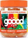 Goood Probiotic & Prebiotic Gummies - Probiotic Gummies for Women & Men med fordøjelsesenzymer - Sukker fri kids Probiotic Gummies - Non-GMO & Vegan Fiber Gummies for Bloating Relief - Lemon Flavor