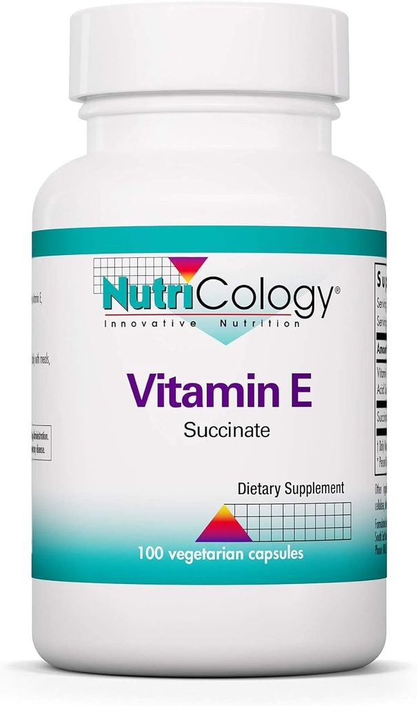 Nutricology Vitamin E Succinat Supplement - for mænd og kvinder, 400 IE D- Alpha- Tocopheryl, Antioxidant, Vegetariske Kapsler - 100 Tæl