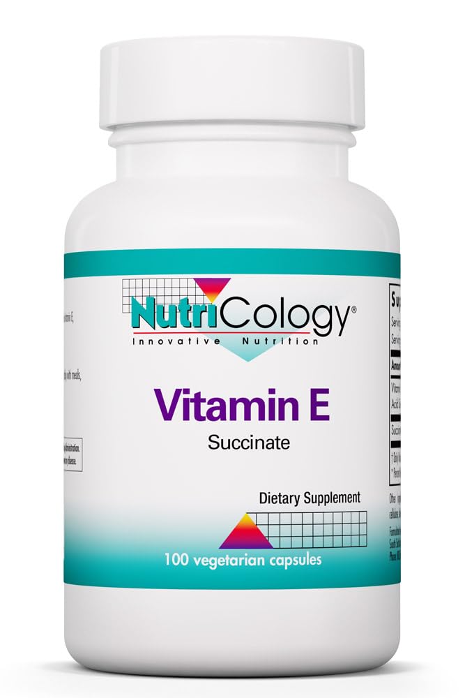Nutricology Vitamin E Succinat Supplement - for mænd og kvinder, 400 IE D- Alpha- Tocopheryl, Antioxidant, Vegetariske Kapsler - 100 Tæl