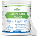 Zazzee Myo- Inositol Powder, 6 Måned Supply, 183 Servering, 2000 mg per servering, Free Scoop for exact Dosering, 12.91 Ounces, 100% Pure, All- Natural Fertilitet og Reproductive Support, Vegan, Non- GMO