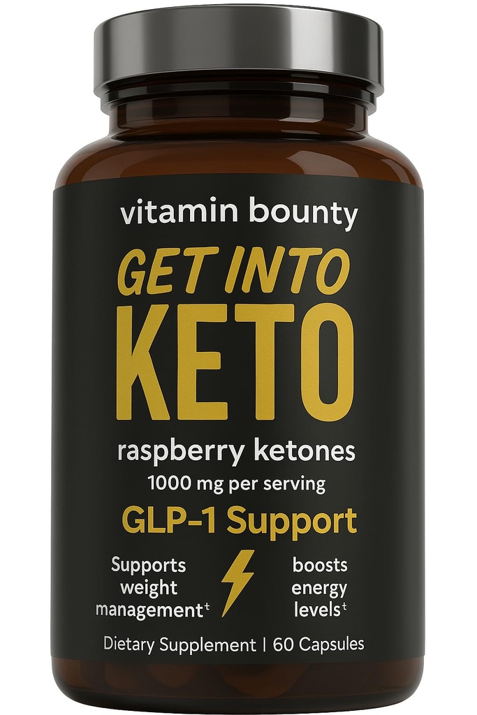 Vitamin Bounty Premium Raspberry Ketones Supplement - Keto Pills for Weight Loss - Promotes Ketosis & Metabolism Support - Keto Diet Aid - Energy Boost for Women & Men - 60 Capsules