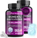 Probiotika til kvinder 190 Millioner CFU - 10 Strops & Postbiotika til Wowen- immunforsvar, fordøjelsesbesvær, Gut, Vaginal & Urinary Health, PH Balance- Understøtter lejlighedsvis obstipation, Gas & Bloating, 120 Capsule