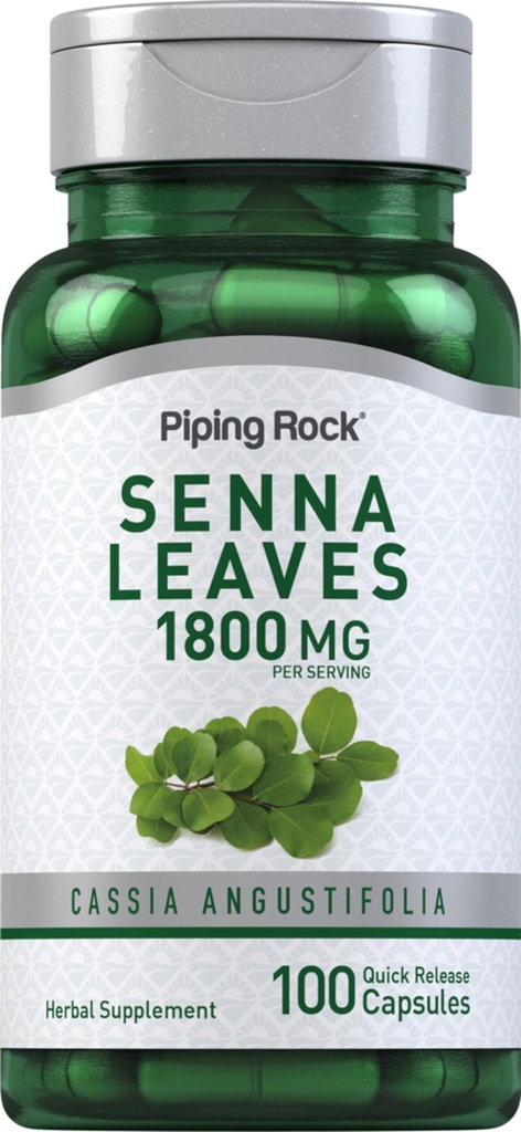 Piping Rock Senna Leaves Capsules | 1800mg | 100 Count | Herbal Leaf Extract | Non-GMO and Gluten Free Supplement