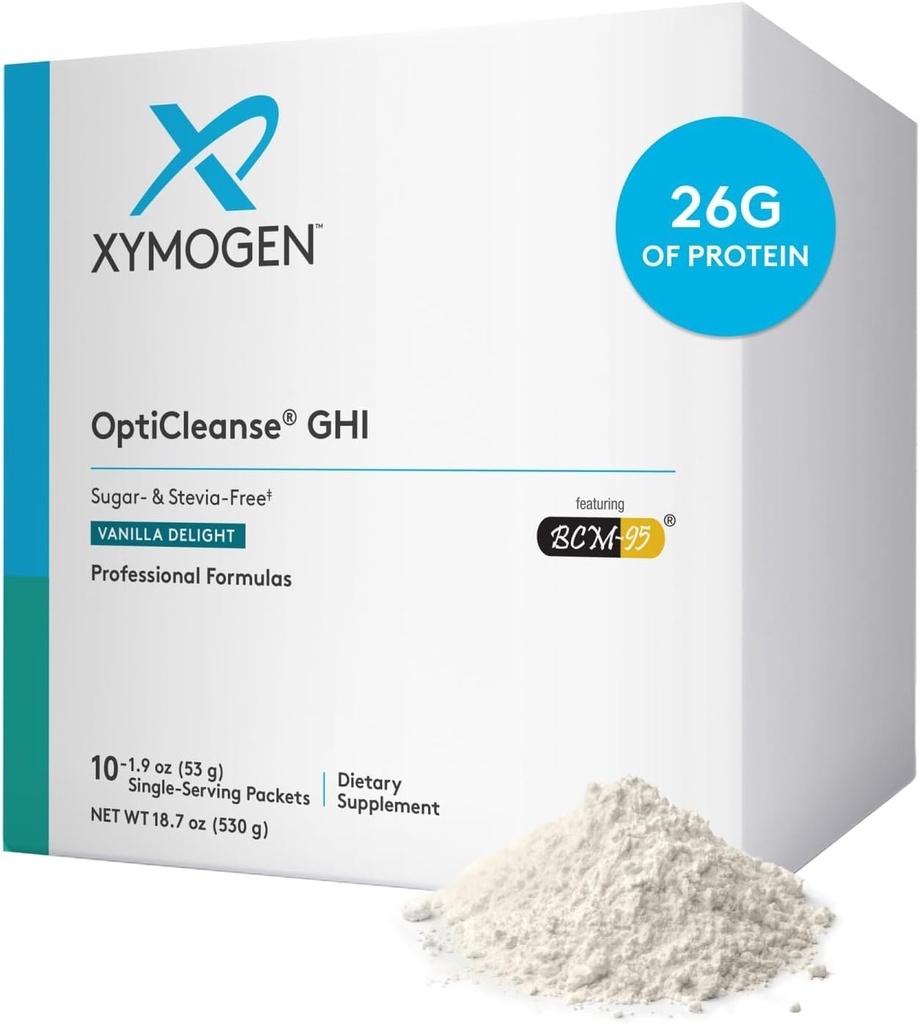 XYMOGEN OptiCleanse GHI Detox Gut Cleanse - Vegansk proteinpulver med flydende vitaminer til fordøjelsessygdomme, immune support + leverstøtte - Sugar Free and Gluten Free - Vanilla Delight (10 pakker)
