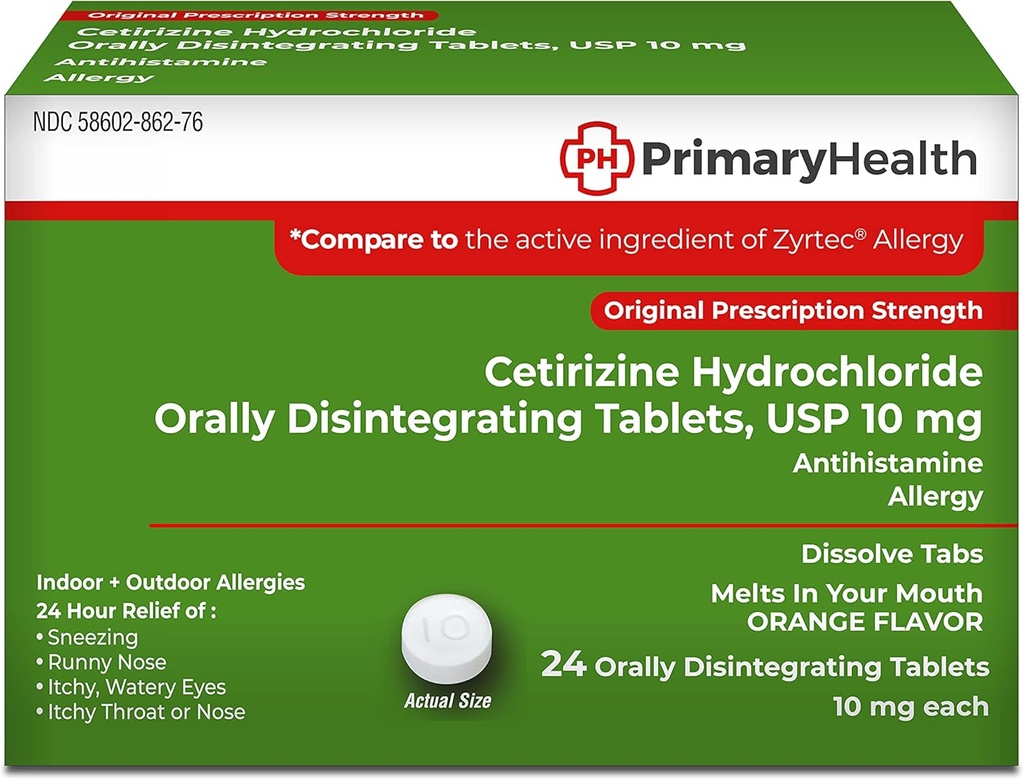 Cetirizine Hcl, 10mg Odt, 24 Tæl, 24 Tæl