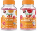 Lifeable Calcium med D-vitamin Kids + Calcium Magnesium & Zink Kids, Gummies Bundle - Great Tasting, Vitamin Supplement, Gluten Free, GMO Free, Chewable Gummy