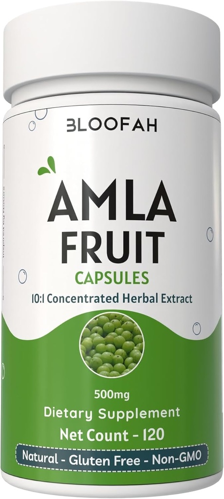 Amla frugt kapsler 500mg • 124; Koncentreret 10: 1 Extract Phyllanthus emblica • 124; Natural Herbal Supplement • 124; Non- GMO - Gluten- Free • 124; Traditional Wellness Formel (120 Greve (pakke med 1))