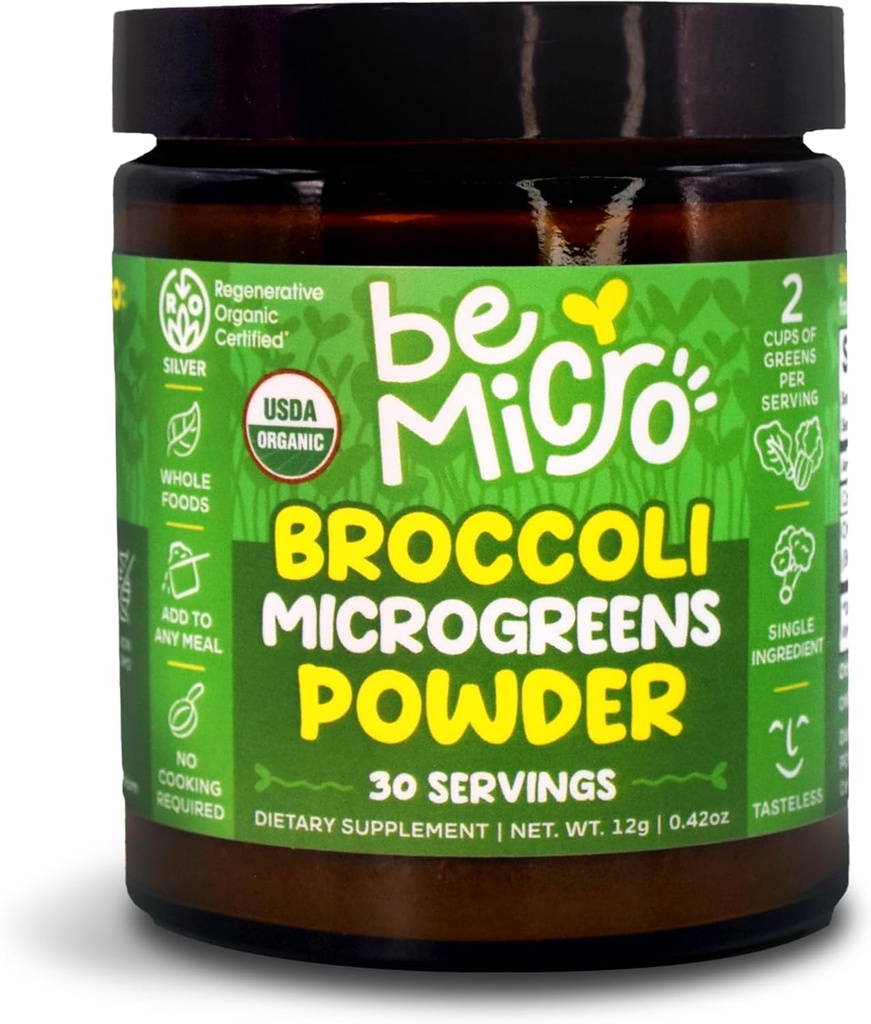 Hele fødevarer Broccoli Microgreen Powder - US Grown, Lille Batch, Nutritional Booster - Nrf Aktivering - 30 Servere / 12g