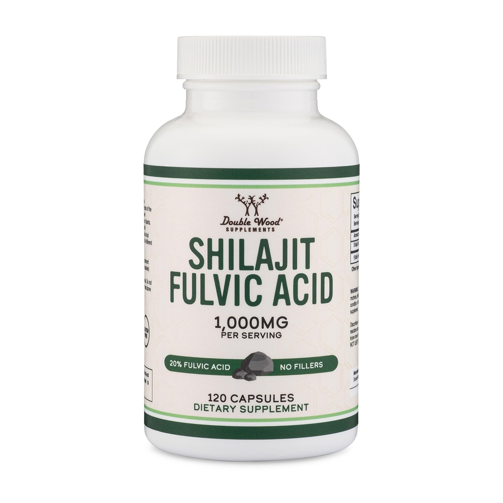 Shilajit Pure Himalayan Kapsler (20% Fulvic Acid Supplement) 1.000mg Autentisk Shilajit Extract per servering, 120 Greve (Høj i trace miner, ingen Fillers) af Double Wood