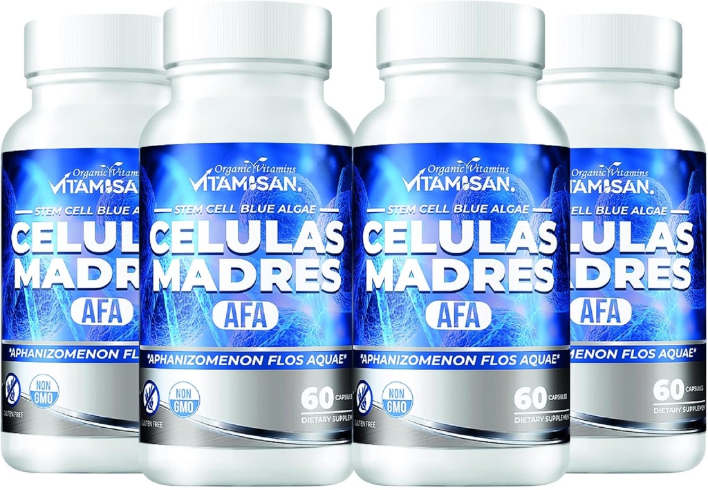 VITAMIAN 4 Celulas Madres Stemcells Celula AFA Blue Green Algae - Aphanizomenon Floss-aquae -Anti- Aging 240 Kapsler Ny ingen GMO