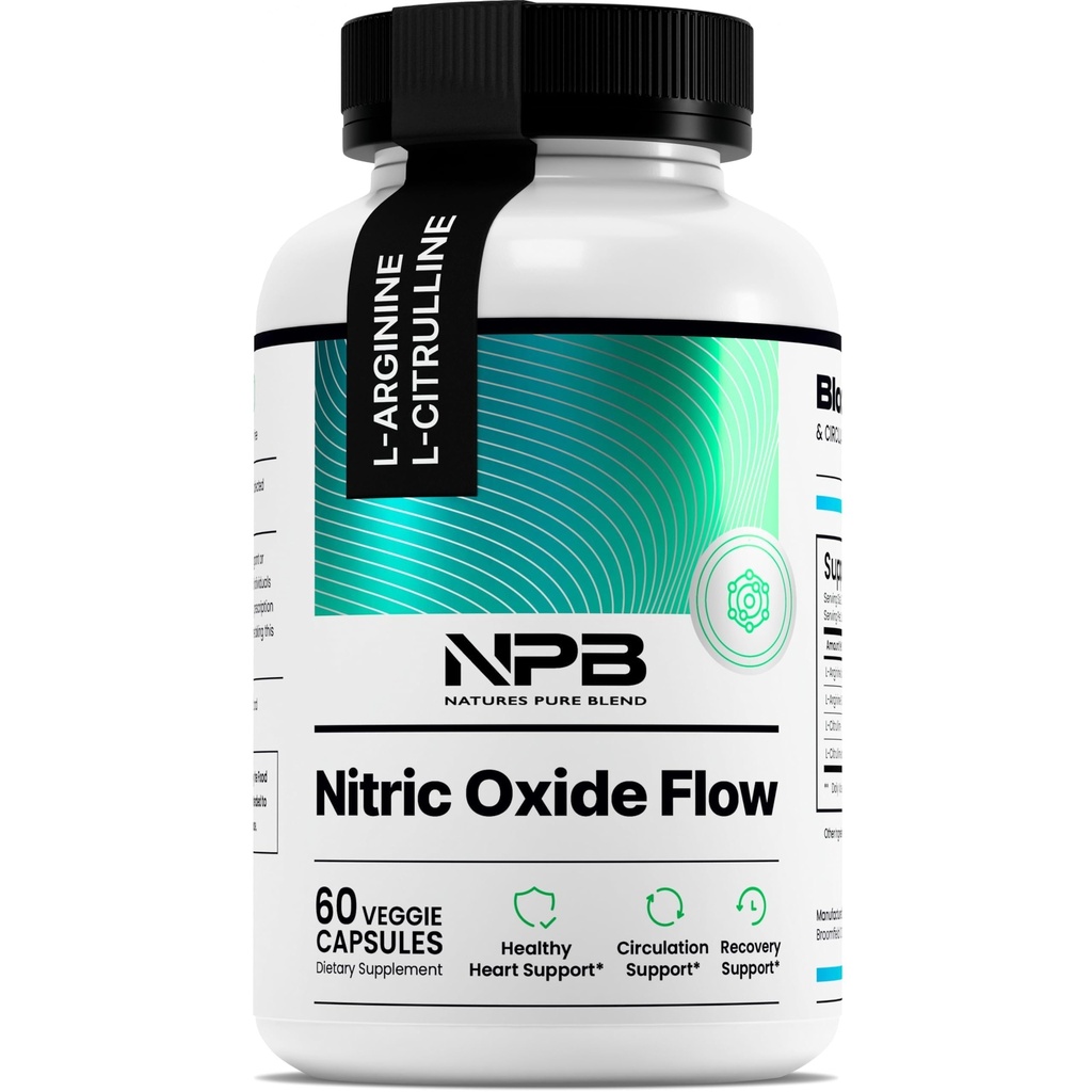 Naturens Pure Blend nitrogenoxid Kosttilskud til mænd - L- Arginin L- Citrullin - Heart Support & Flow Circulation Booster - 1500MG L Arginin og L Citrullin, Fortræning, Bodybuilding