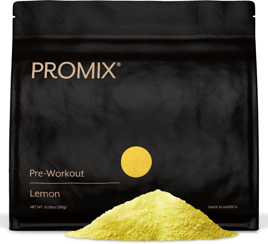 Promix Pre- Workout Powder, Lemon - Maksimere fokus og ydeevne - Hjælper muskel Gain, Endurance & Enhanced Energy - Vitamin B12, Koffein, Beta- alanine & L- Tyrsosine - Gluten & Dairy- Free