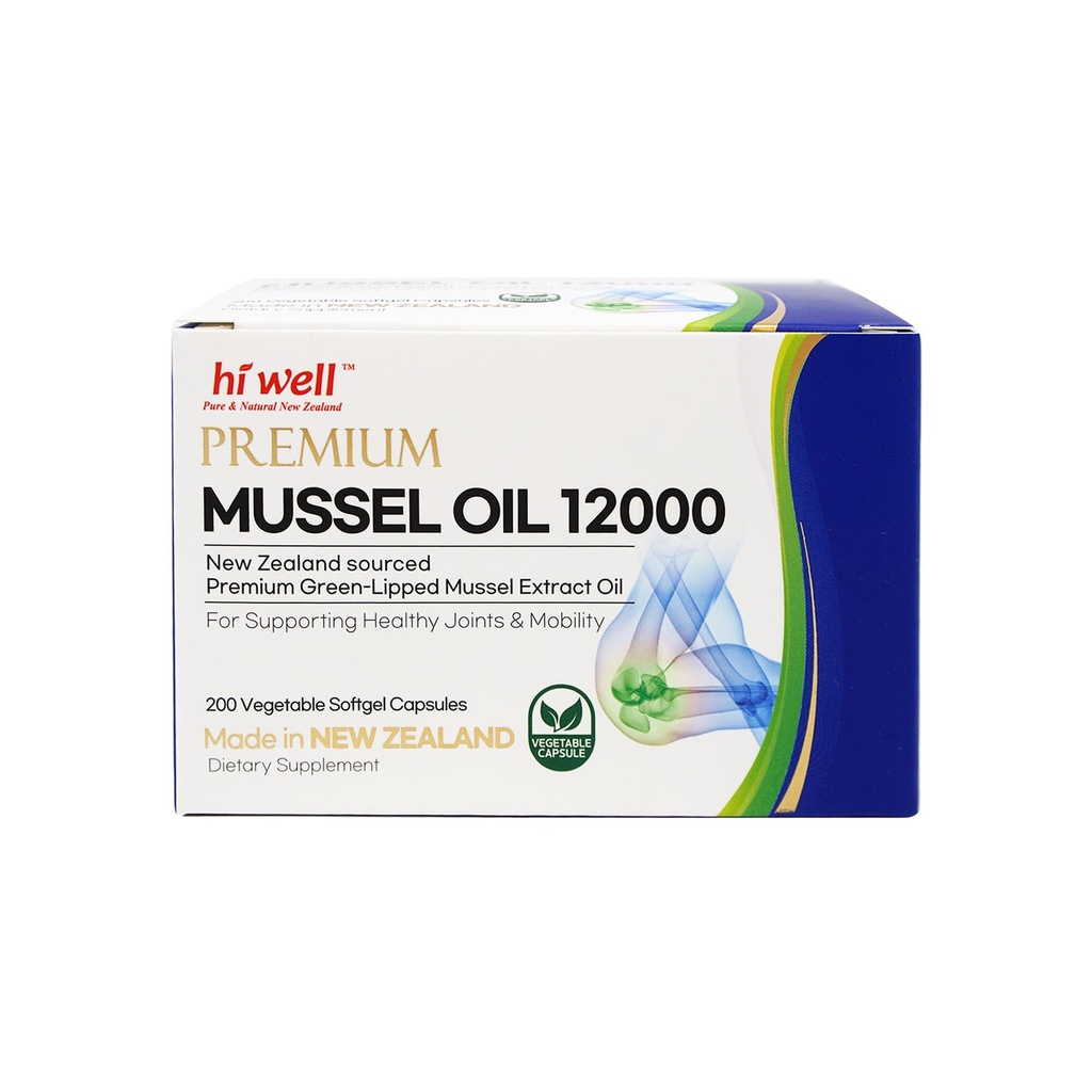 Hi Well Premium New Zealand Green-Lipped Mussel Oil //200 Softgel Capsules//Sourced from Pristine New Zealand Waters(1)