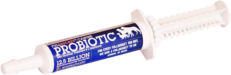 FullBucket Canine Probiotisk Paste til Hunde med 12,5 Millioner Probiotiske CFU 'er, Enzymer, Prebiotika og L- Glutamin til Urgent Care, 32.5 ml Tube
