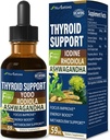 Thyroidea Support Drops - Flydende jod supplement, Gotas de YODO y Selenio para Tiroides, Con Rodiola Semenovii y Ortiga, Fight Brain Fog w / Ashwagandha & Rhodiola Extract Tincture.2 oz